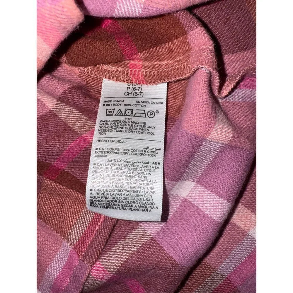 Old navy plaid button up long sleeve S (6-7) NWT #660